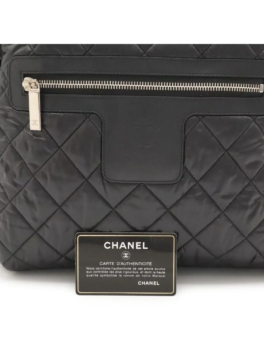Chanel Coco Cocoon Backpack Quilted Nylon Leather Black Bordeaux